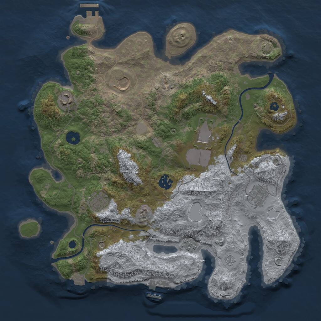 Rust Map: Procedural Map, Size: 3500, Seed: 55100350, 13 Monuments