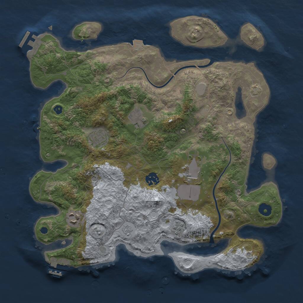 Rust Map: Procedural Map, Size: 3500, Seed: 43120623, 12 Monuments