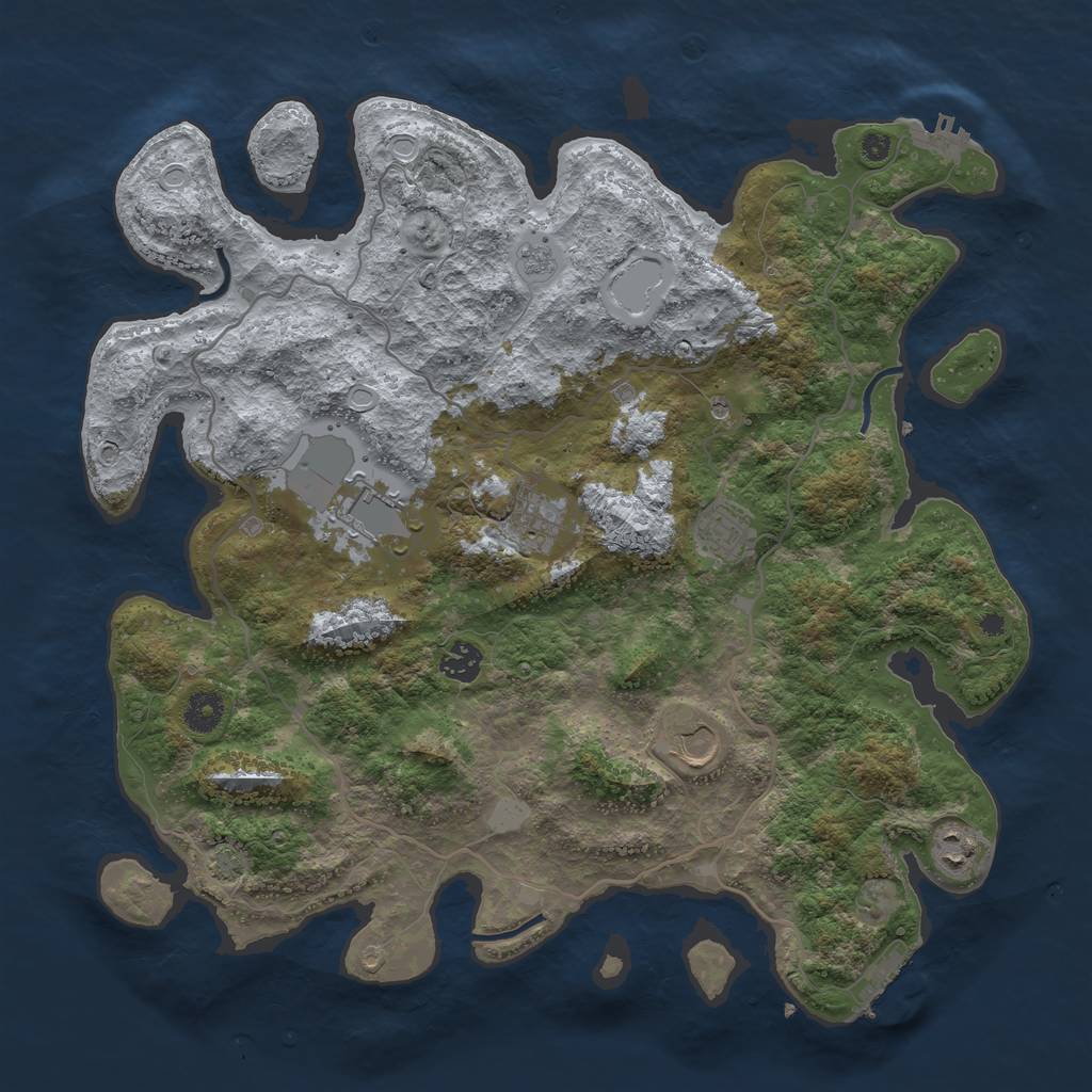 Rust Map: Procedural Map, Size: 4000, Seed: 2079216247, 14 Monuments