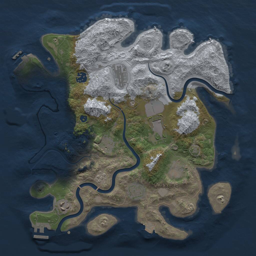Rust Map: Procedural Map, Size: 3500, Seed: 78955237, 14 Monuments
