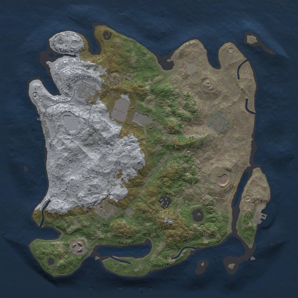 Rust Map: Procedural Map, Size: 3500, Seed: 52861296, 13 Monuments