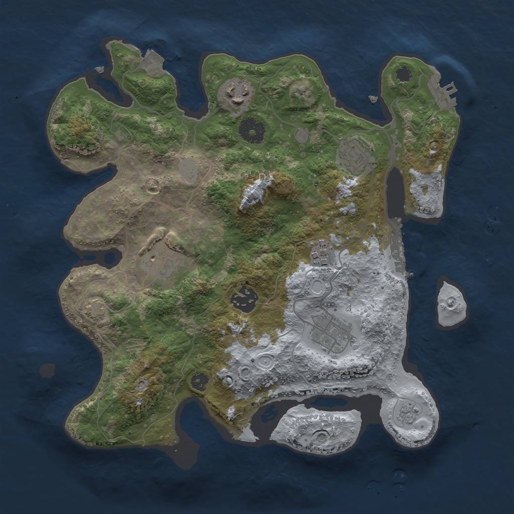 Rust Map: Procedural Map, Size: 3000, Seed: 601626901, 13 Monuments