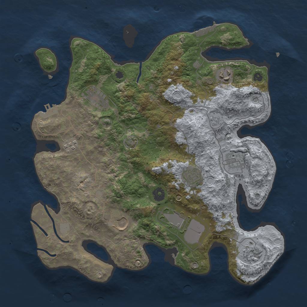 Rust Map: Procedural Map, Size: 3500, Seed: 1336019937, 16 Monuments