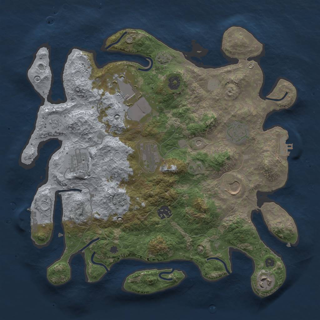 Rust Map: Procedural Map, Size: 3500, Seed: 48026024, 16 Monuments