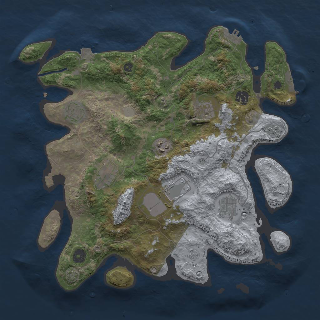 Rust Map: Procedural Map, Size: 3500, Seed: 9626831, 16 Monuments