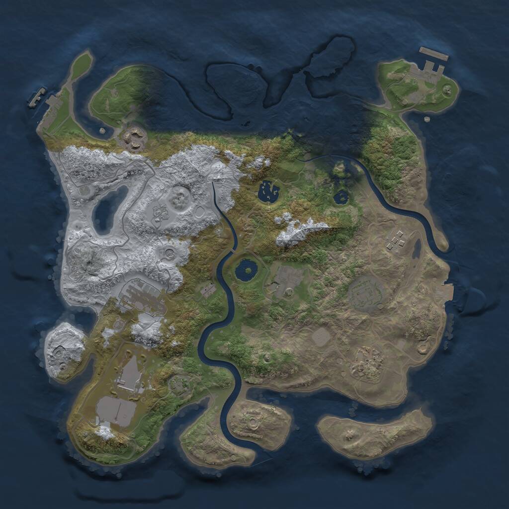 Rust Map: Procedural Map, Size: 3500, Seed: 98771410, 14 Monuments