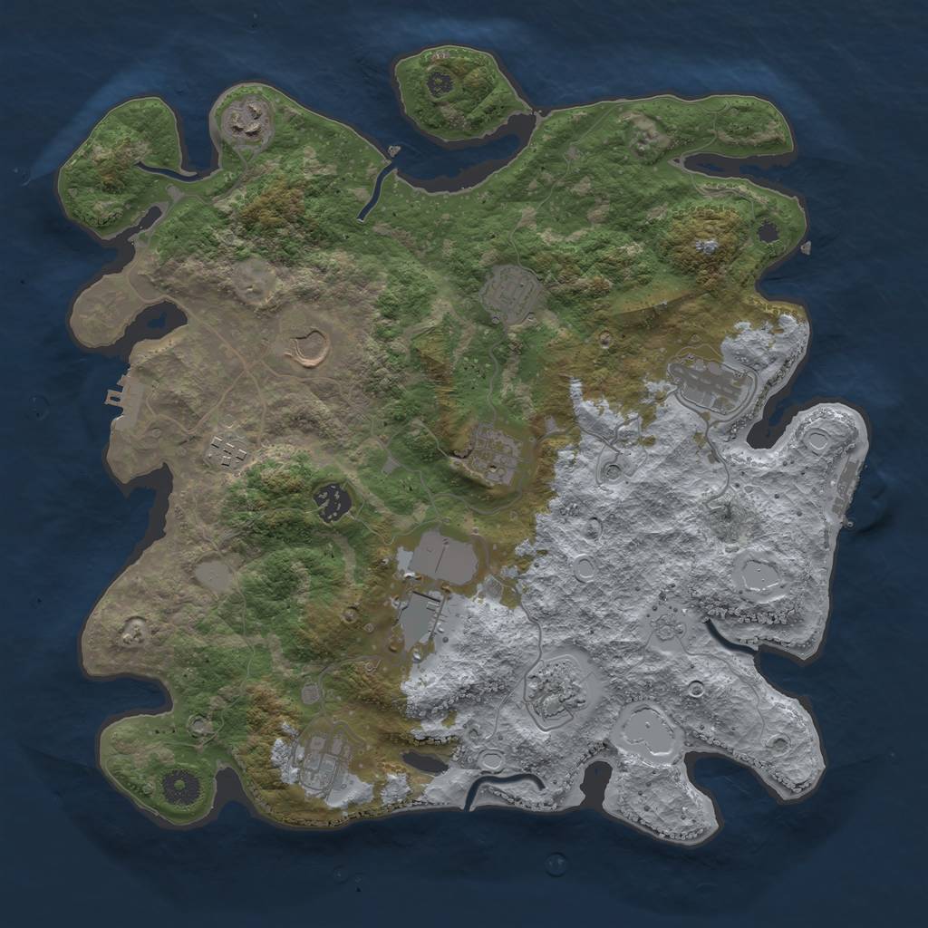 Rust Map: Procedural Map, Size: 3750, Seed: 102454535, 17 Monuments