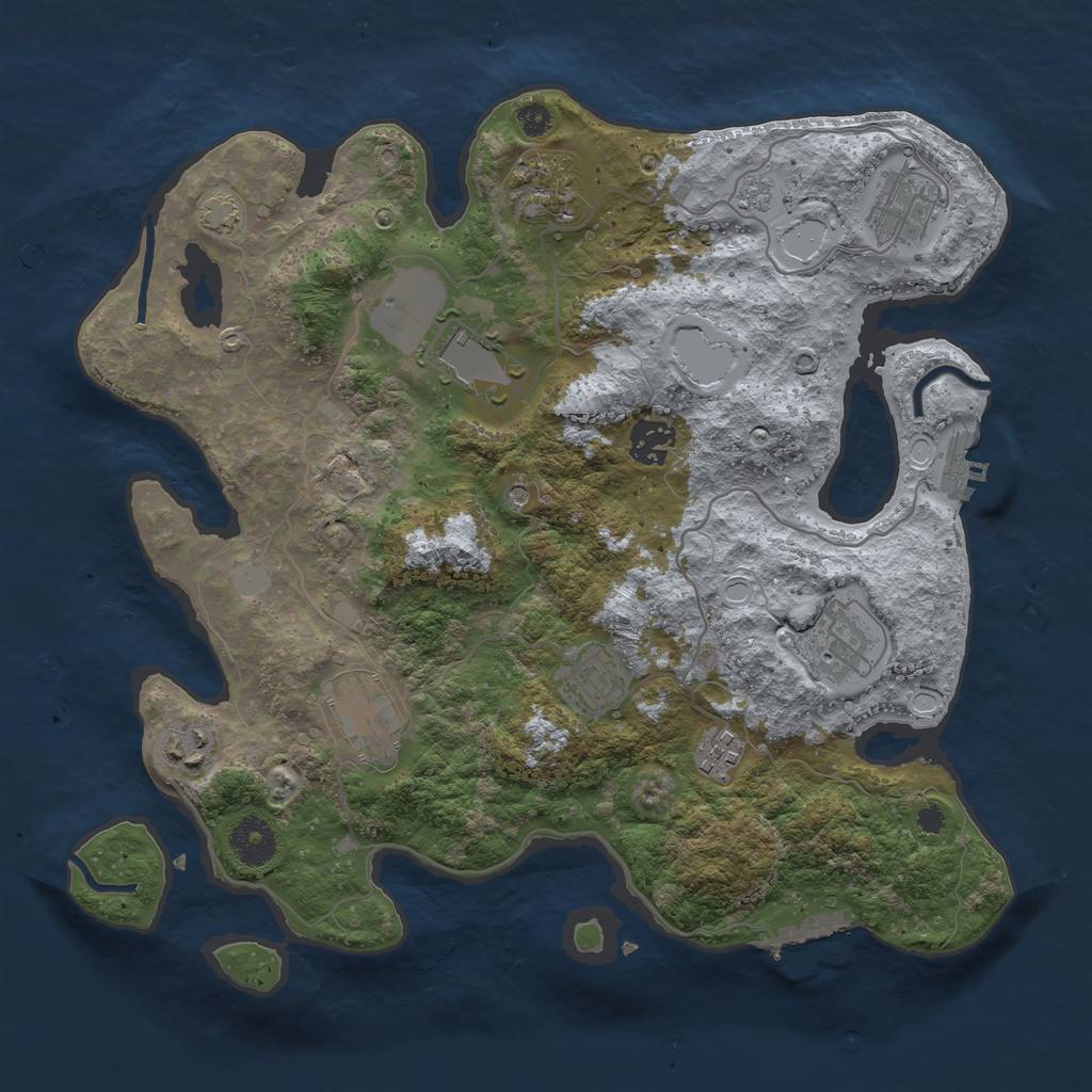 Rust Map: Procedural Map, Size: 3500, Seed: 49518597, 17 Monuments