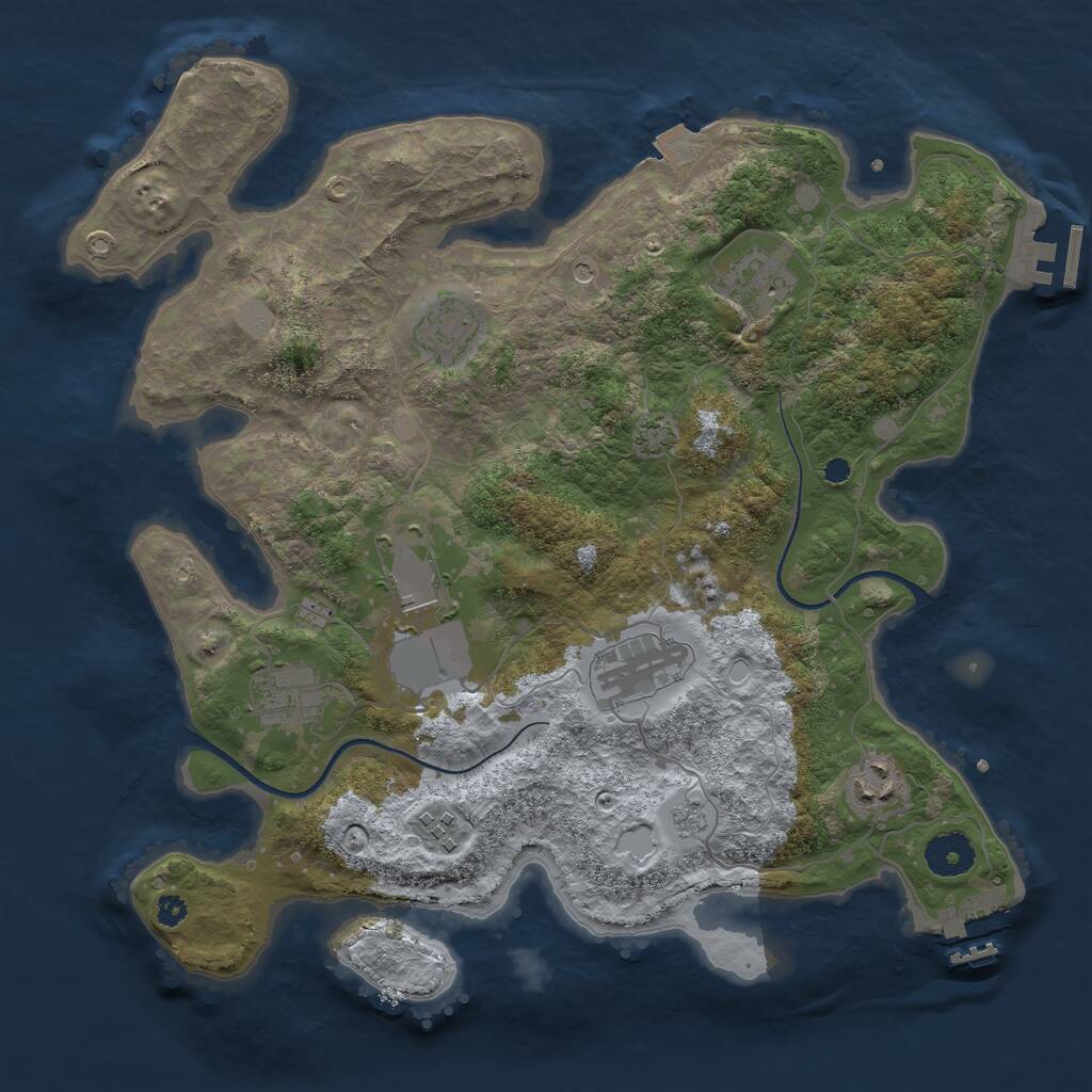 Rust Map: Procedural Map, Size: 3500, Seed: 48311480, 13 Monuments