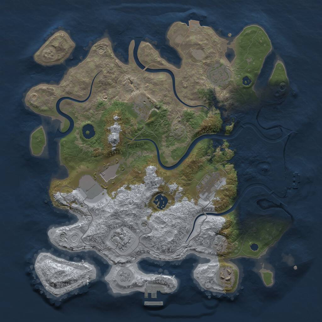 Rust Map: Procedural Map, Size: 3500, Seed: 82303654, 14 Monuments