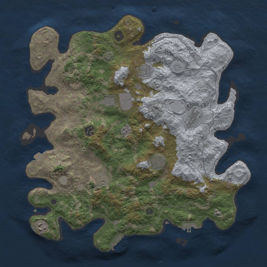 Rust Map: Procedural Map, Size: 4000, Seed: 830899294, 16 Monuments
