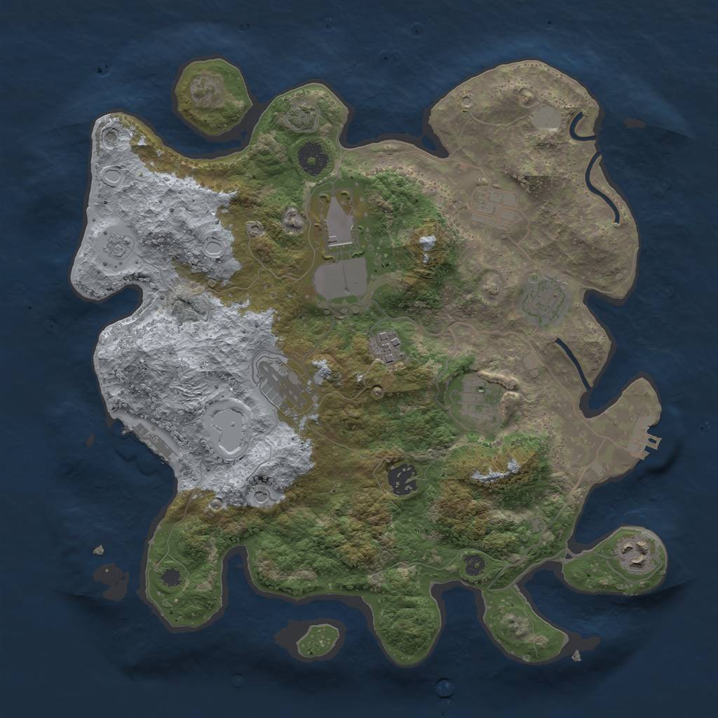Rust Map: Procedural Map, Size: 3500, Seed: 36490912, 16 Monuments