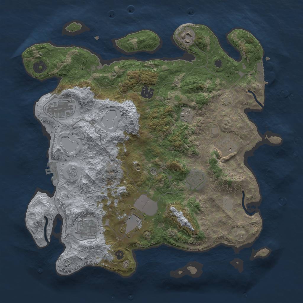 Rust Map: Procedural Map, Size: 3500, Seed: 43650096, 16 Monuments