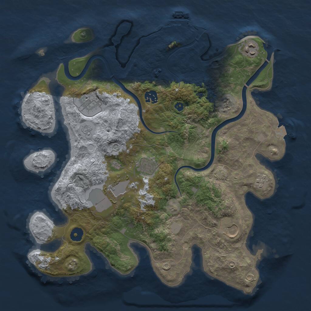Rust Map: Procedural Map, Size: 3500, Seed: 44323801, 12 Monuments