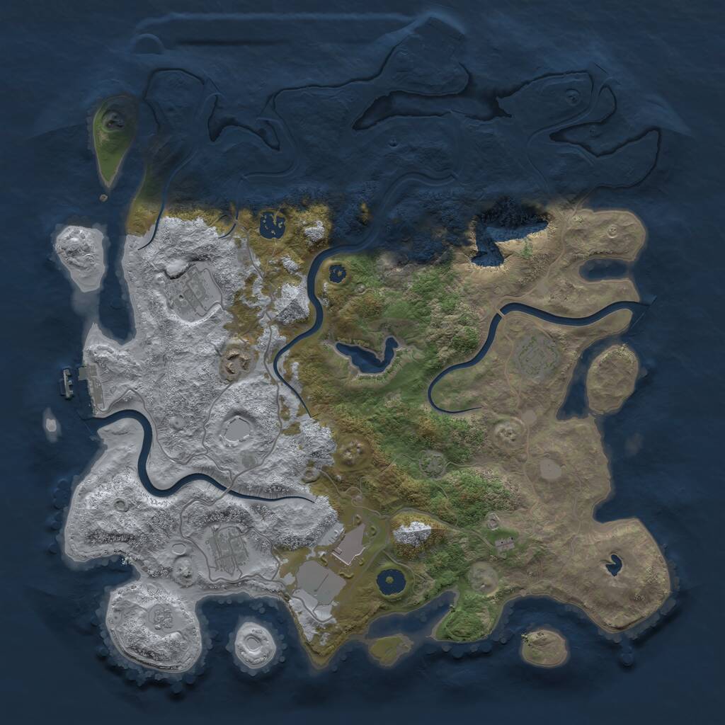 Rust Map: Procedural Map, Size: 4000, Seed: 808407870, 11 Monuments
