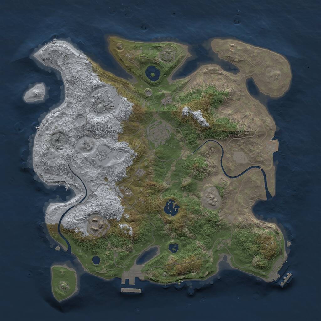 Rust Map: Procedural Map, Size: 3200, Seed: 35225, 10 Monuments