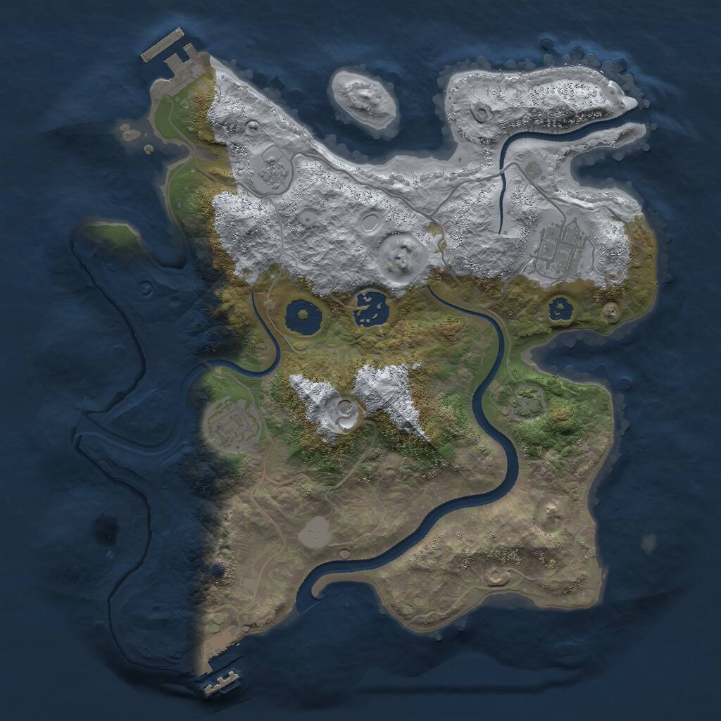 Rust Map: Procedural Map, Size: 3000, Seed: 285466, 9 Monuments