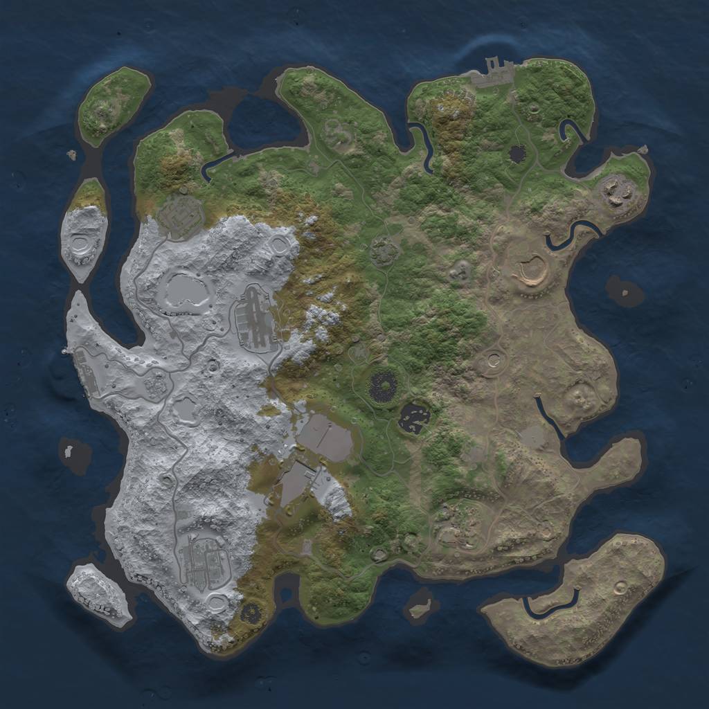 Rust Map: Procedural Map, Size: 3500, Seed: 87859204, 16 Monuments