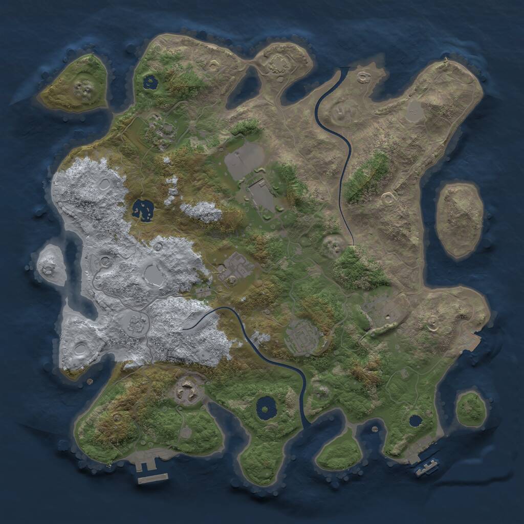 Rust Map: Procedural Map, Size: 3500, Seed: 46491935, 13 Monuments