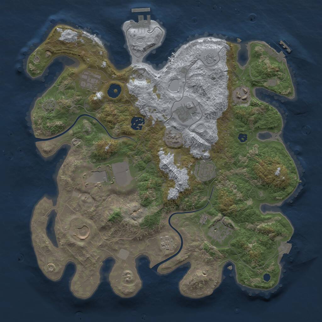 Rust Map: Procedural Map, Size: 3500, Seed: 54127420, 15 Monuments