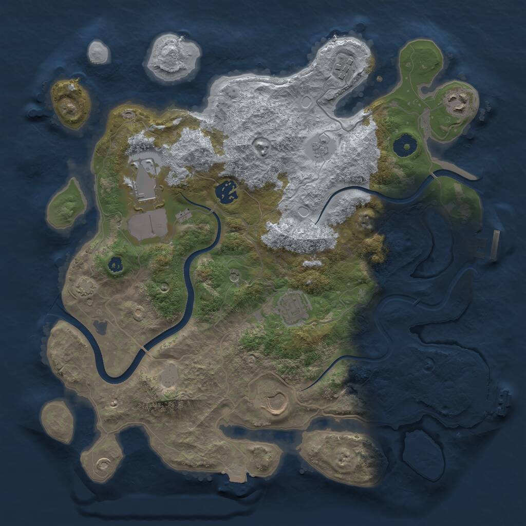 Rust Map: Procedural Map, Size: 3500, Seed: 50655553, 12 Monuments
