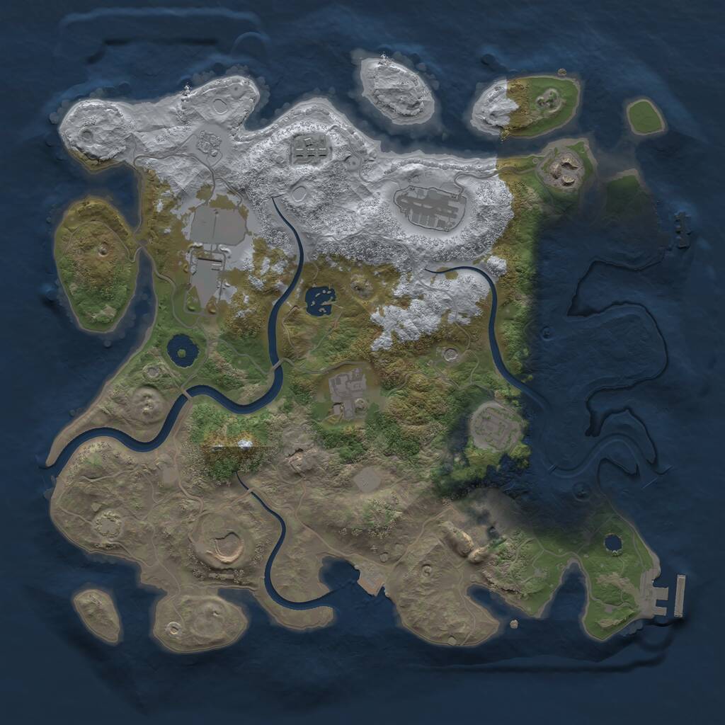 Rust Map: Procedural Map, Size: 3500, Seed: 58664281, 15 Monuments