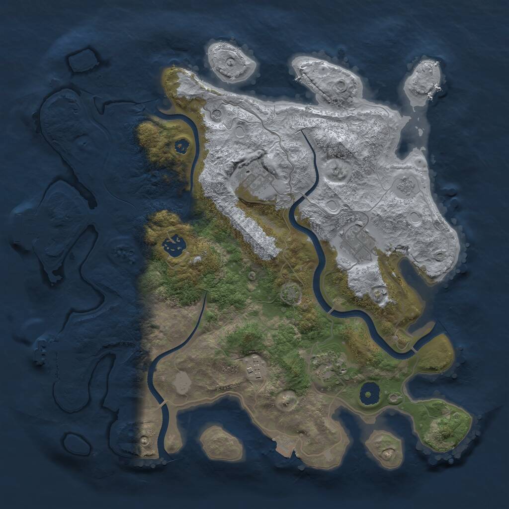 Rust Map: Procedural Map, Size: 3500, Seed: 69042341, 11 Monuments