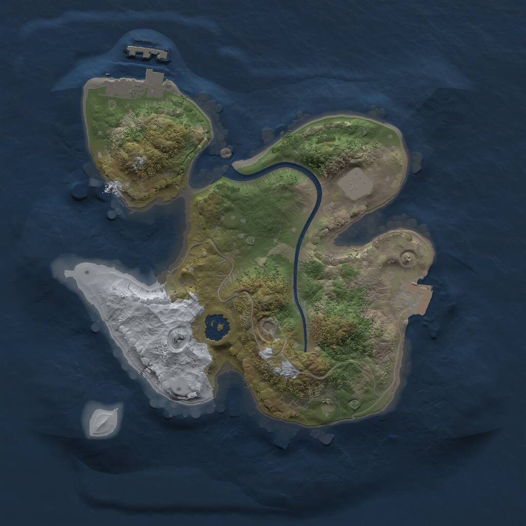 Rust Map: Procedural Map, Size: 2000, Seed: 3065, 2 Monuments