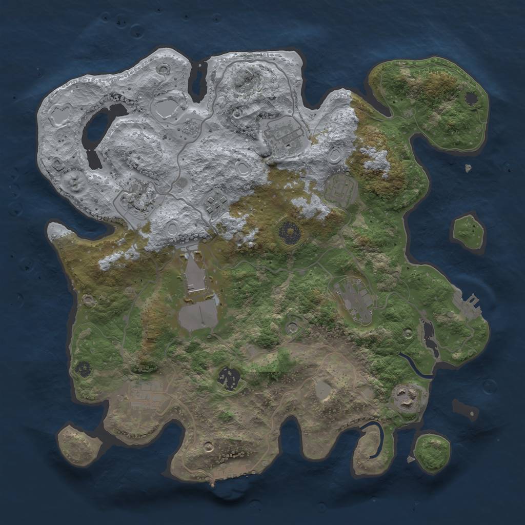 Rust Map: Procedural Map, Size: 3500, Seed: 72672705, 16 Monuments