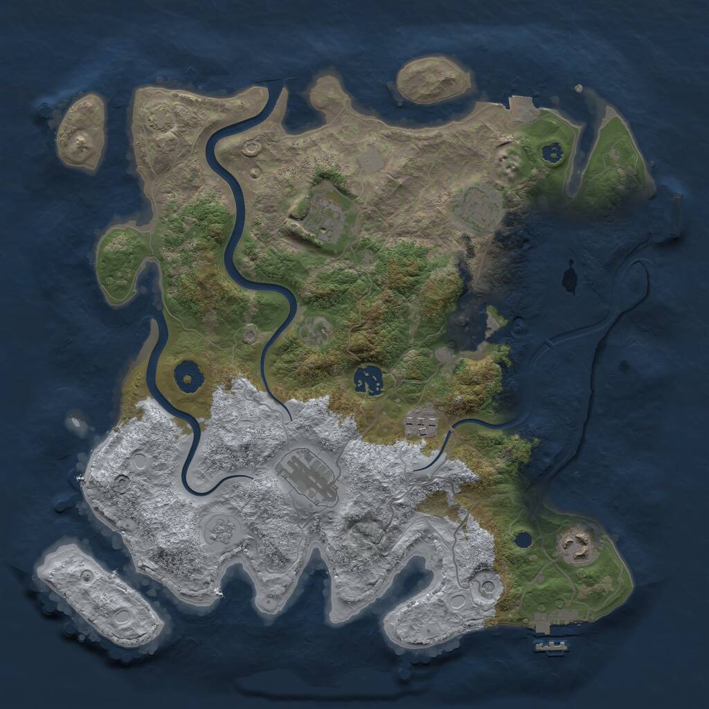 Rust Map: Procedural Map, Size: 3500, Seed: 43845611, 13 Monuments