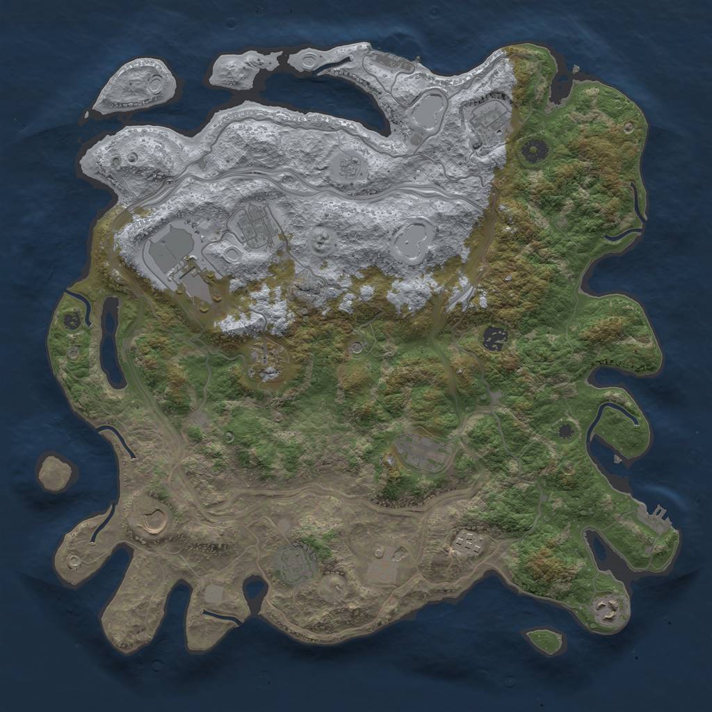 Rust Map: Procedural Map, Size: 4250, Seed: 1042083823, 18 Monuments