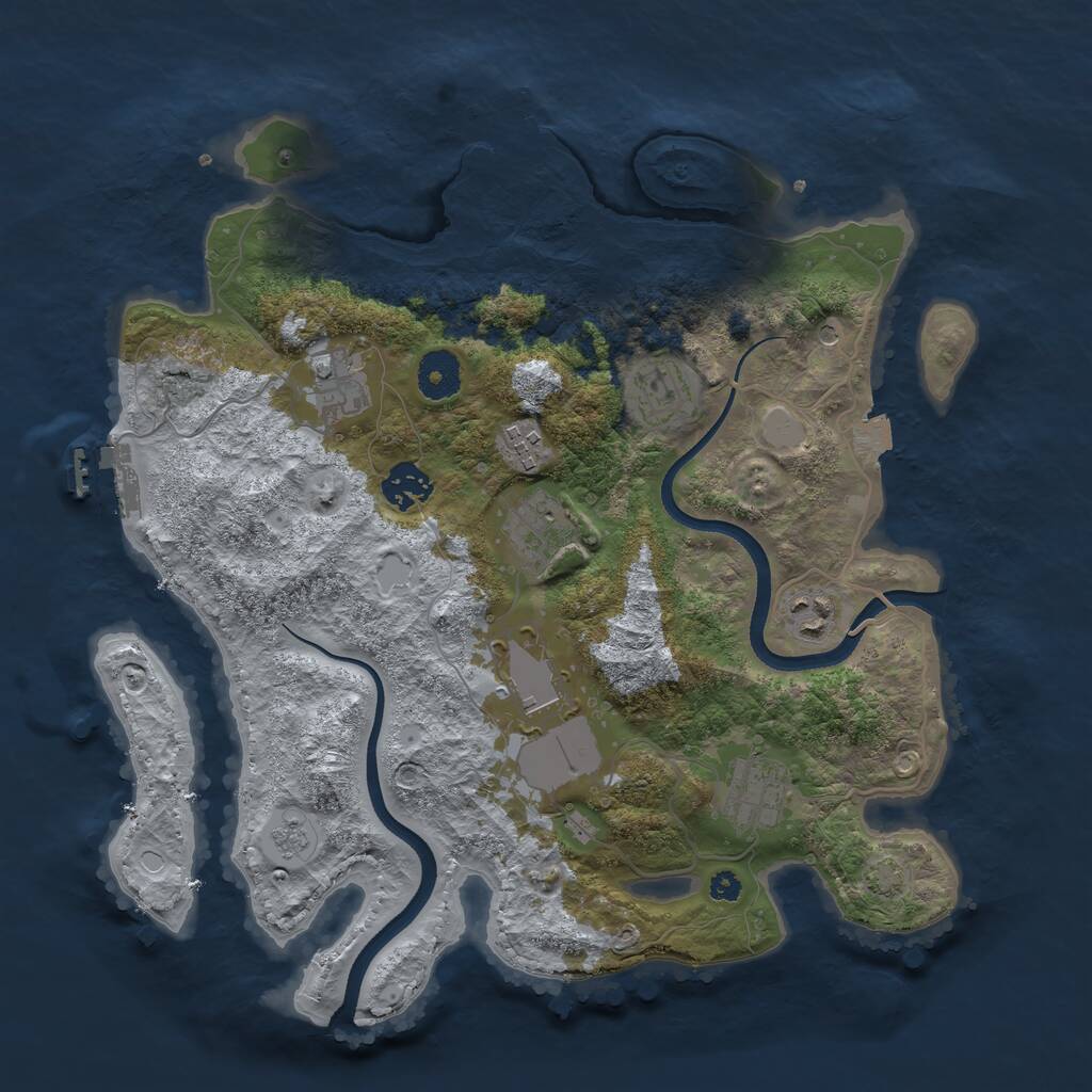 Rust Map: Procedural Map, Size: 3500, Seed: 1410169813, 14 Monuments