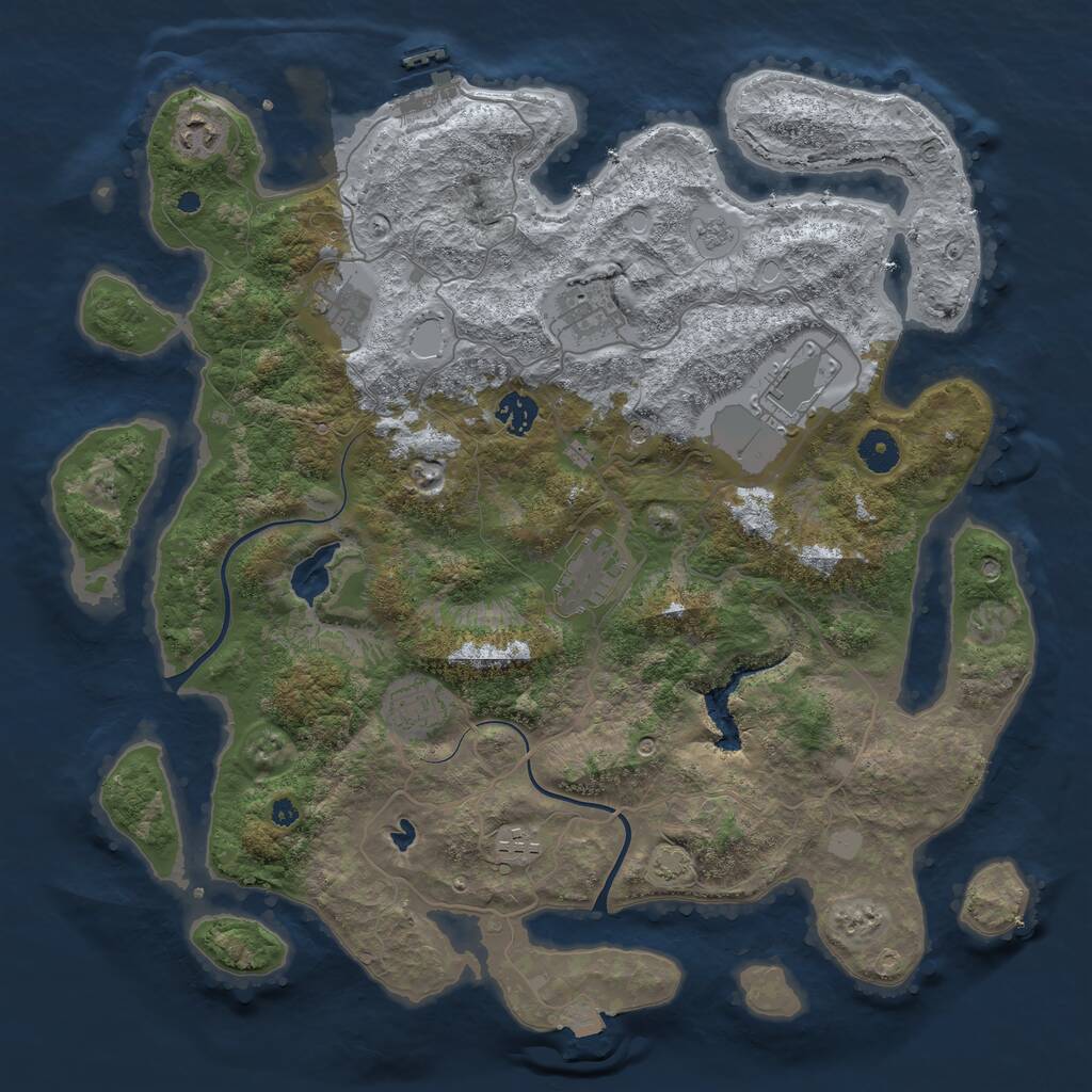 Rust Map: Procedural Map, Size: 4000, Seed: 762269301, 13 Monuments