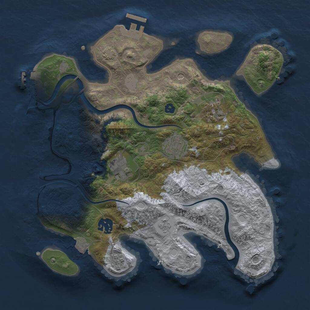 Rust Map: Procedural Map, Size: 3000, Seed: 1624071838, 11 Monuments