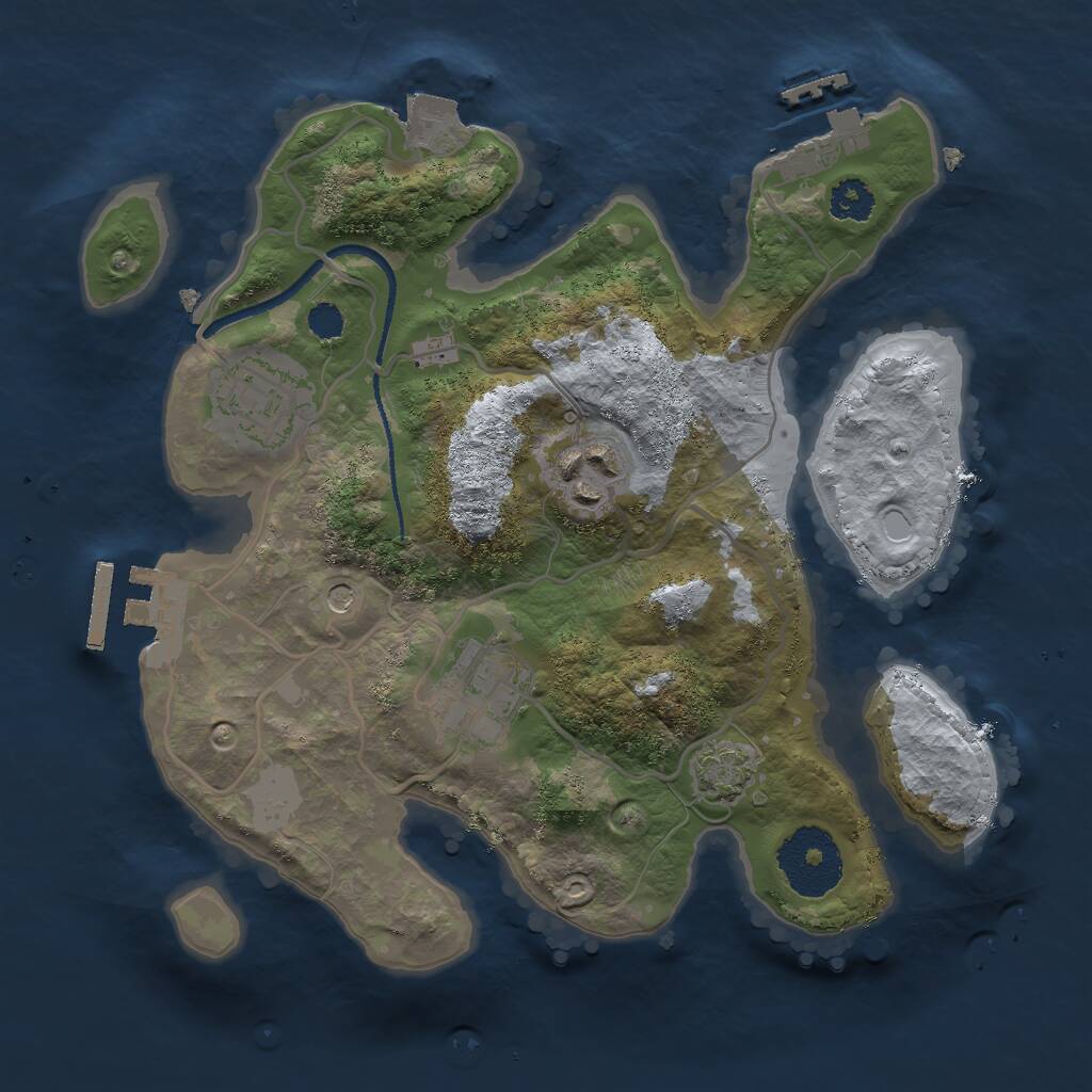 Rust Map: Procedural Map, Size: 2500, Seed: 12332, 8 Monuments