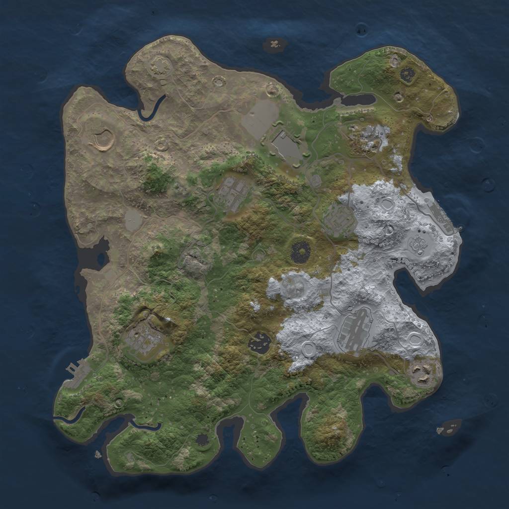 Rust Map: Procedural Map, Size: 3500, Seed: 1236905280, 16 Monuments