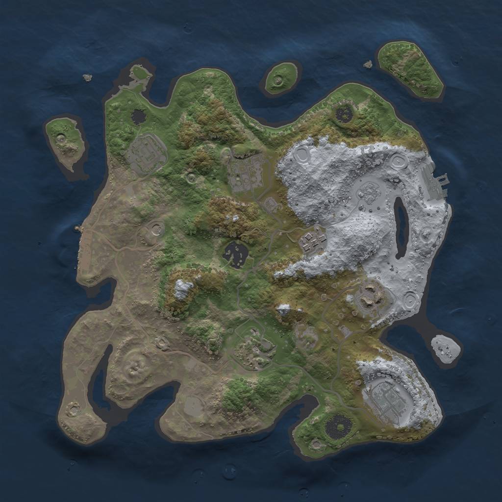 Rust Map: Procedural Map, Size: 3000, Seed: 1443874644, 14 Monuments