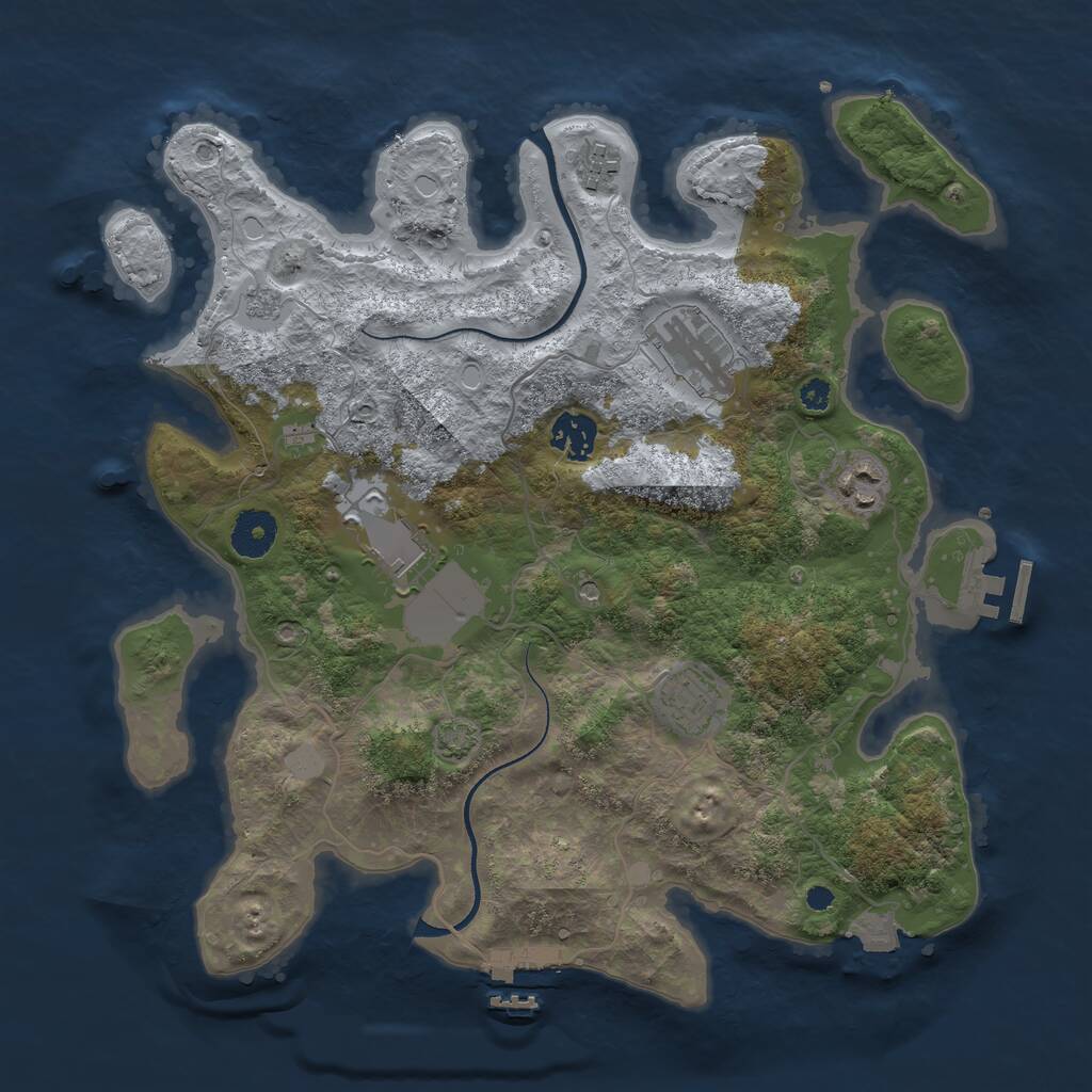 Rust Map: Procedural Map, Size: 3500, Seed: 46021341, 12 Monuments