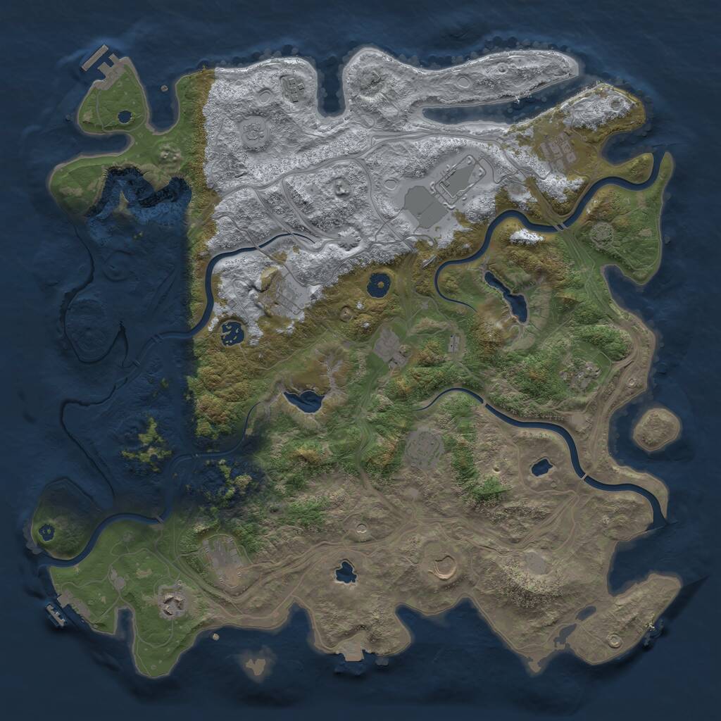 Rust Map: Procedural Map, Size: 4500, Seed: 43813865, 17 Monuments