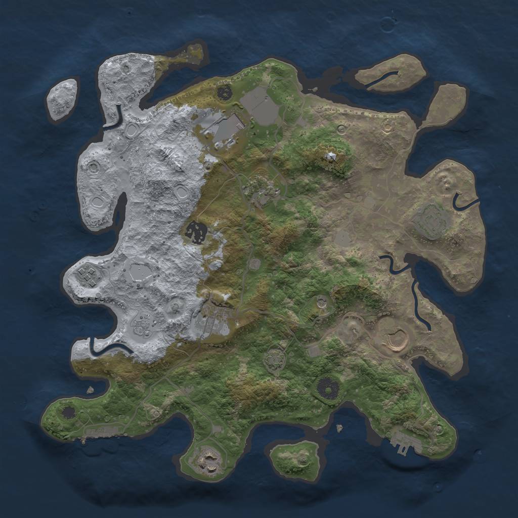 Rust Map: Procedural Map, Size: 3500, Seed: 13175936, 16 Monuments
