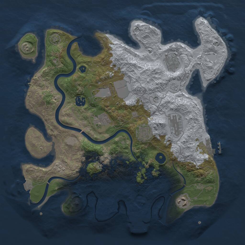 Rust Map: Procedural Map, Size: 3500, Seed: 76716353, 14 Monuments