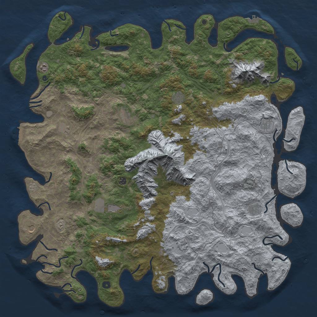 Rust Map: Procedural Map, Size: 6000, Seed: 51515252, 18 Monuments
