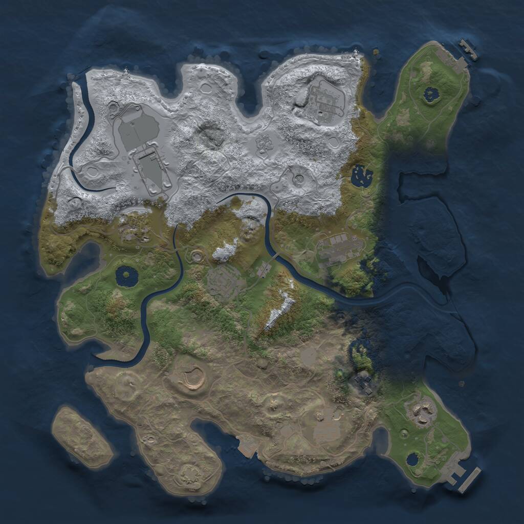 Rust Map: Procedural Map, Size: 3500, Seed: 95005541, 16 Monuments