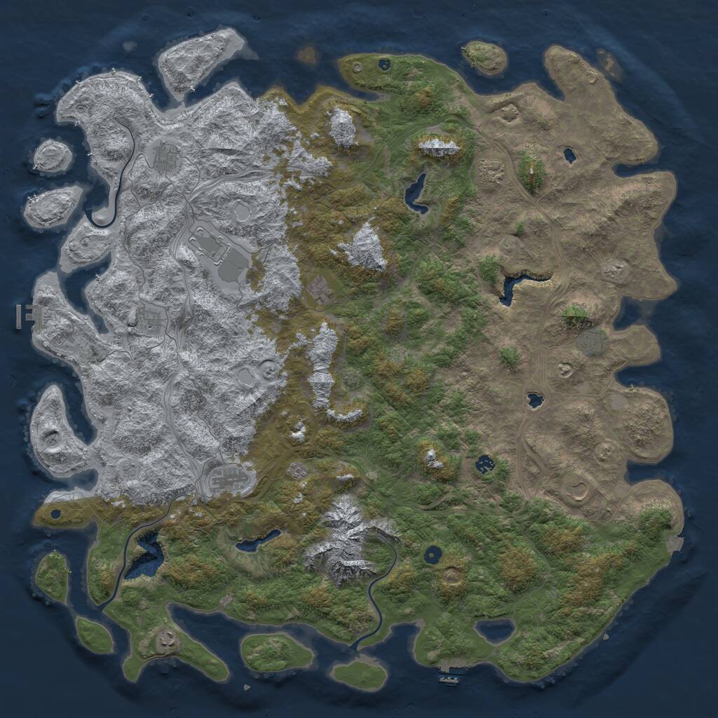Rust Map: Procedural Map, Size: 6000, Seed: 1686153075, 17 Monuments