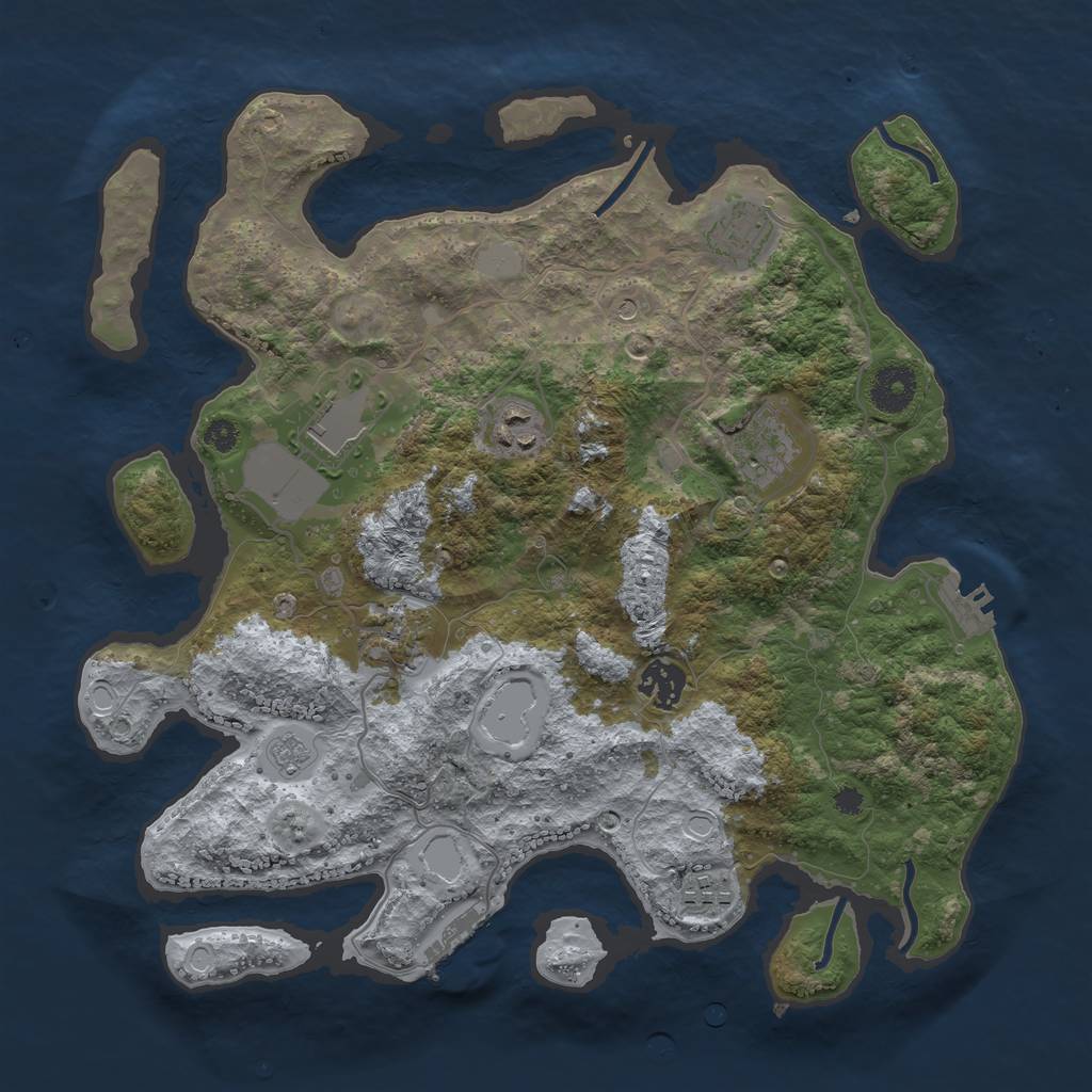 Rust Map: Procedural Map, Size: 3500, Seed: 702050123, 14 Monuments