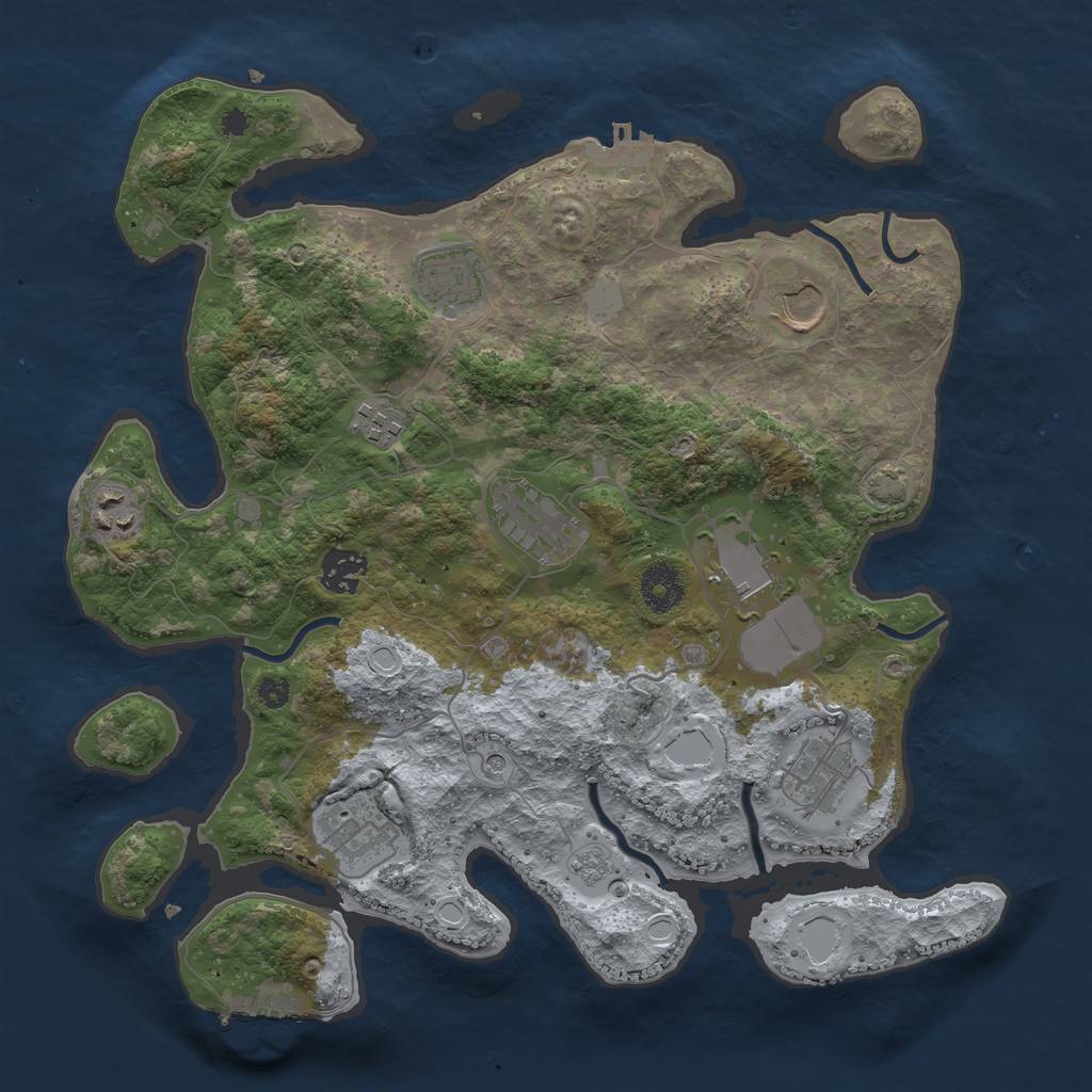 Rust Map: Procedural Map, Size: 3500, Seed: 72814598, 17 Monuments