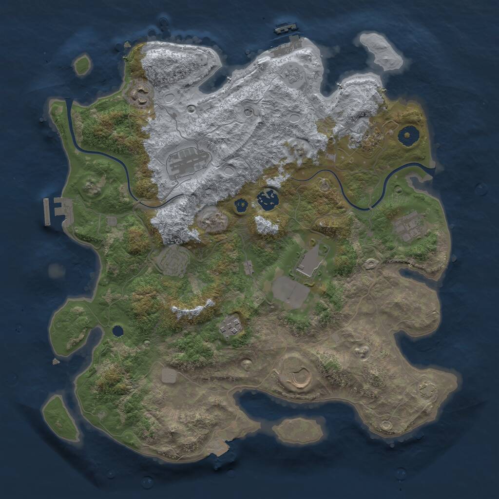 Rust Map: Procedural Map, Size: 3698, Seed: 5, 15 Monuments