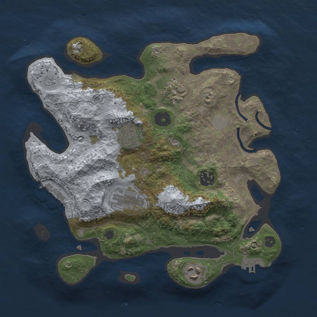 Rust Map: Procedural Map, Size: 3000, Seed: 954694407, 12 Monuments