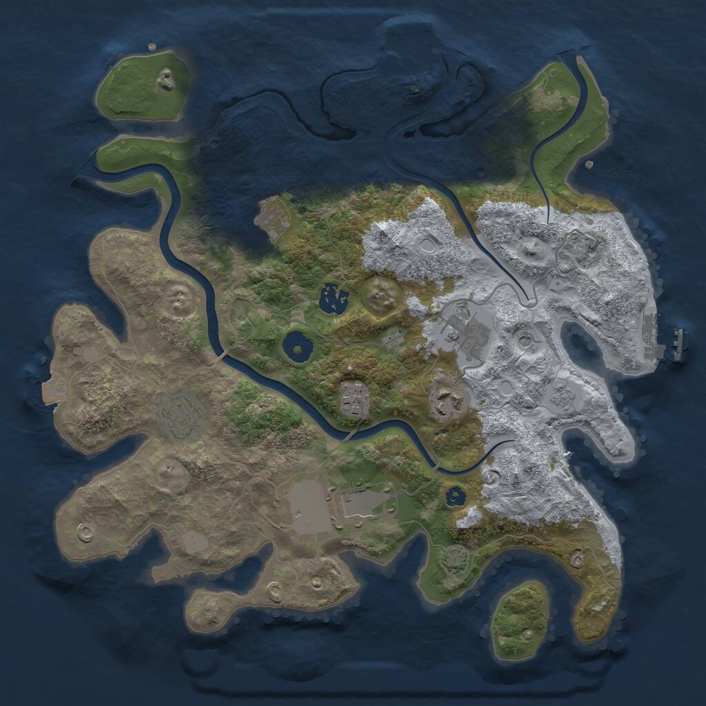 Rust Map: Procedural Map, Size: 3500, Seed: 2071918401, 13 Monuments