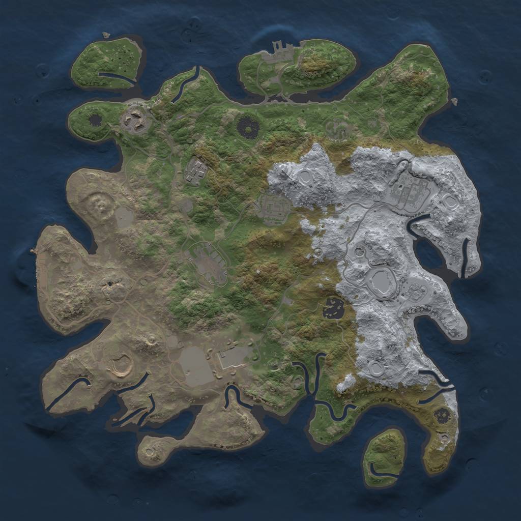 Rust Map: Procedural Map, Size: 3500, Seed: 2071918401, 15 Monuments